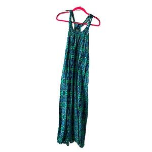 Faded Glory Women’s Blue/Green Maxi Long sleeveless summer dress, size Med 8-10
